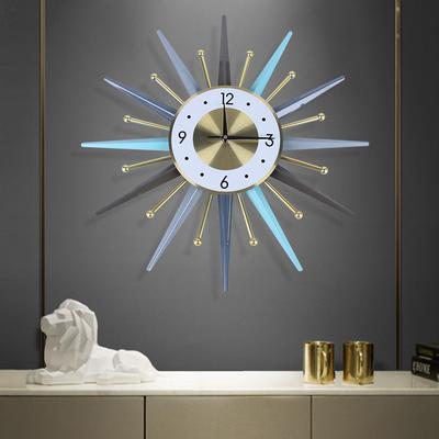 Modern Iron Wall Clock with Silent Movement, 1.5V Battery Powered Easy To Read Durable Fancy Easy To Install for Home Decor