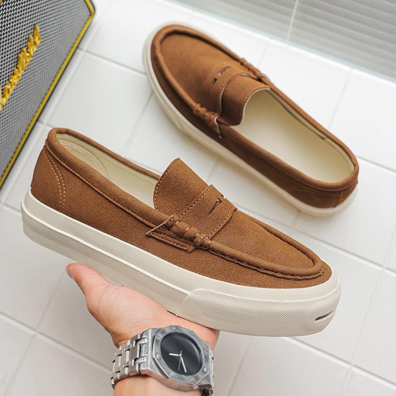 Fashion Leisure Walk Loafers New Summer Men's Casual Leather Shoes Stylish Soft Bean Shoes Low-top Man Slip on Shoes Handmade Moccasins