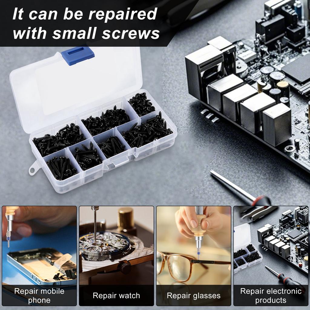 2000pcs M3 Screw Black Self Tapping Screw Pan Head Cross Self Drilling Wood Metal 6/8/10/12/18/20mm Countersunk Machine Fastener