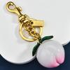 Cute Peach Shaped Keychain Alloy Resin Key Ring Accessory Decorative Bag Hanging Decoration Gift for Women Girls