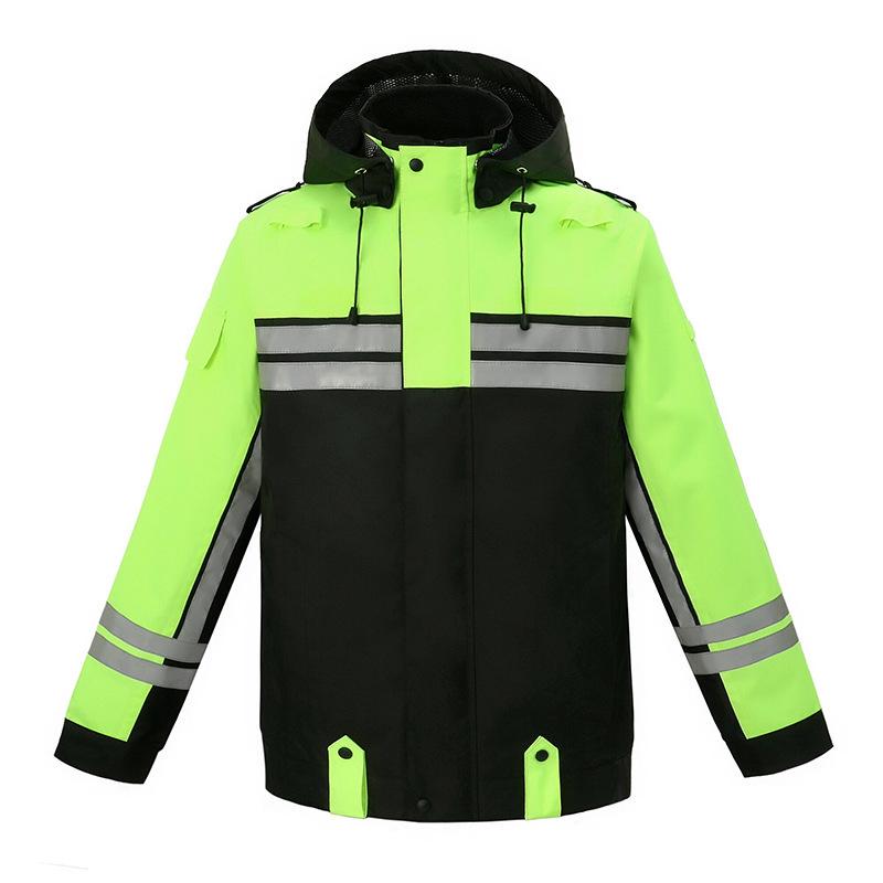 High Visibility Reflective Two-Piece Raincoat and Pants for Outdoor Patrol & Riding