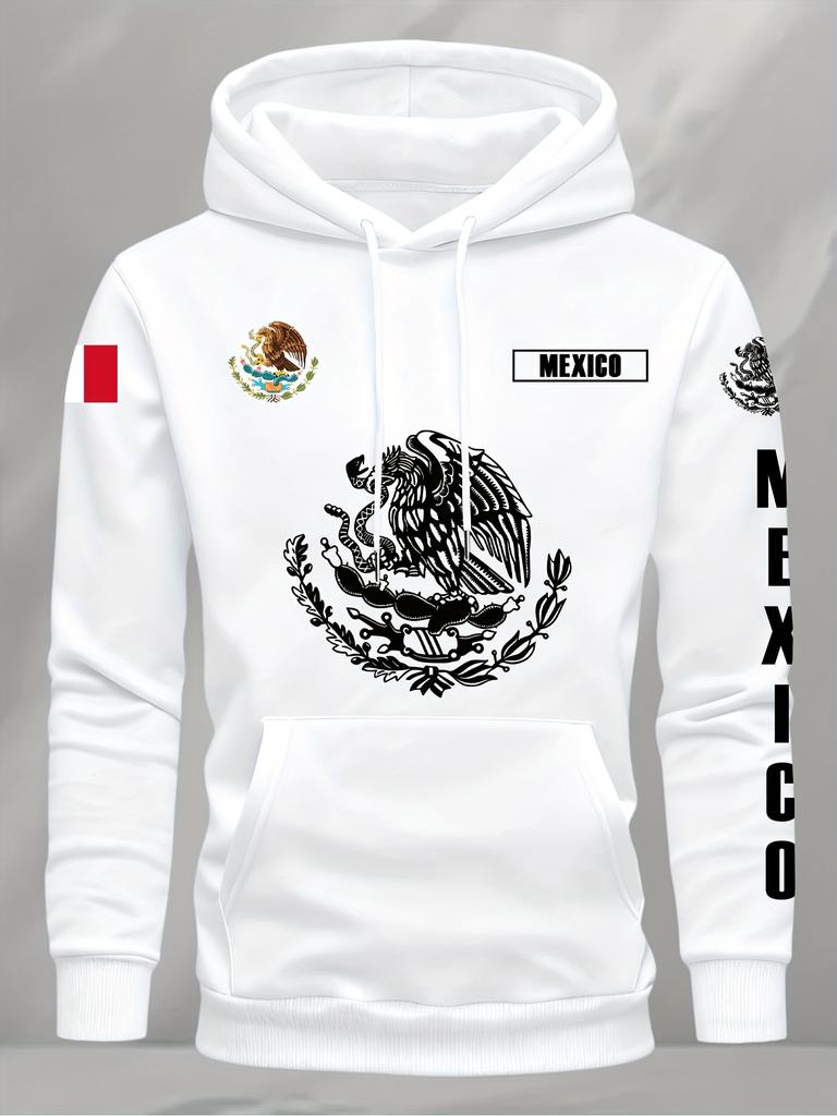 Hoodie Sweatshirt Mexican Flag Eagle Featuring Cactus Pirate Daily Outdoor Fitness Sport Casual Warm Autumn Winter Men Women Top