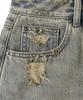 Noir For Woman Dirty Washed Distressed Long Denim Skirt (Dusty Gray)