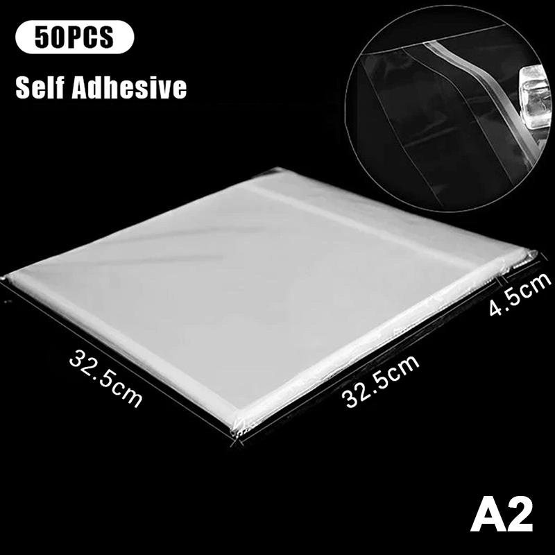 50Pcs 12Inch Clear Vinyl Record Protecter Lp Vinyl Record Self Adhesive Bag Plastic Outer Sleeves For Cd Tape Protect Sleeves