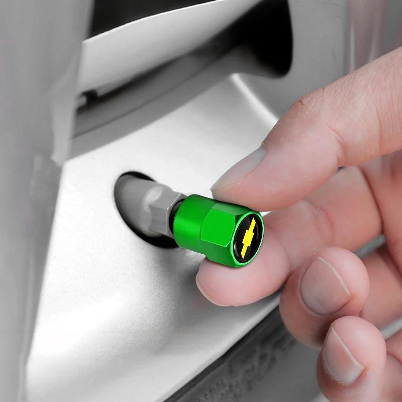 For Chevrolet KM04Pc Aluminum Alloy Car Wheel Tire Valve Caps Air Tyre Stem Cover Case Plugs Airtight For Chevrolet 1983-2025 Styling Accessories