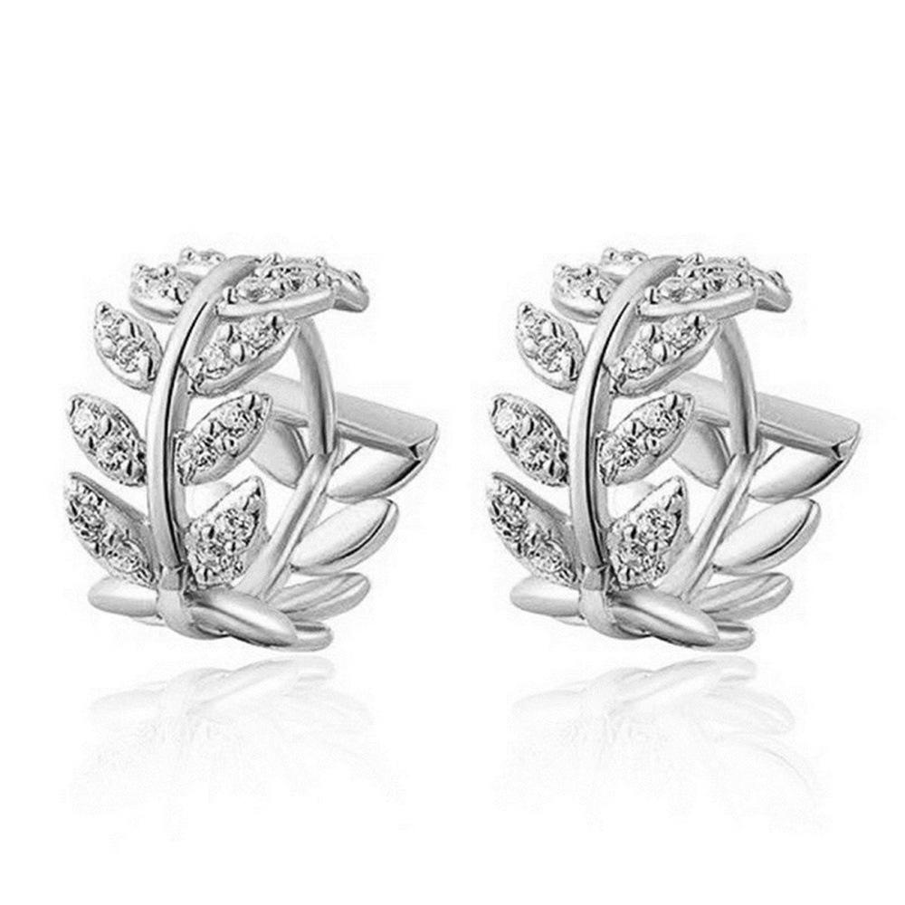 

New Charm Zircon Wheat Hoop Earrings for Women Cute Personality Gold Color Leaf Korea Fashion Dangle Jewelry Accessories Gift