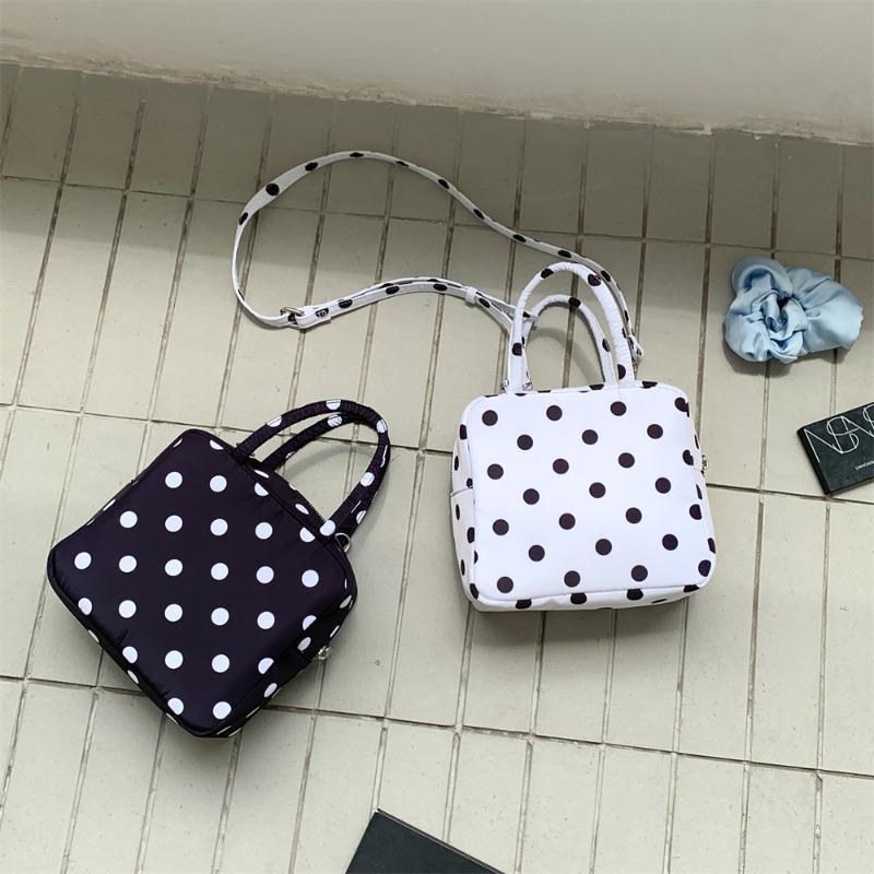 Handbag New Summer Square Shoulder Bag Women's Niche Polka Dot Bowling Oblique Span Bag