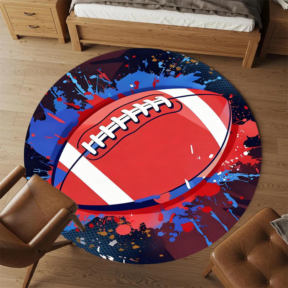1PC Football Sport Round Chair mat Area Rug - Non-Slip, Floor Mat for Office, Bedroom, and Indoor Decor -Gift D1127219