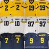 Camiseta de Entrenamiento de Mezcla de Algodón para Hombre Estilo Universitario Michigan Wolverines Uniforme Bordado del Equipo