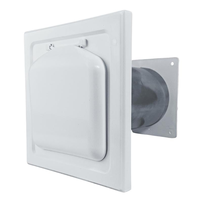 AD23-1 Set Dual Door Dryer Vent Cover 4 Inch Outdoor Vent Cover Duct Tube & Trim Ring Indoor Dryer Vent