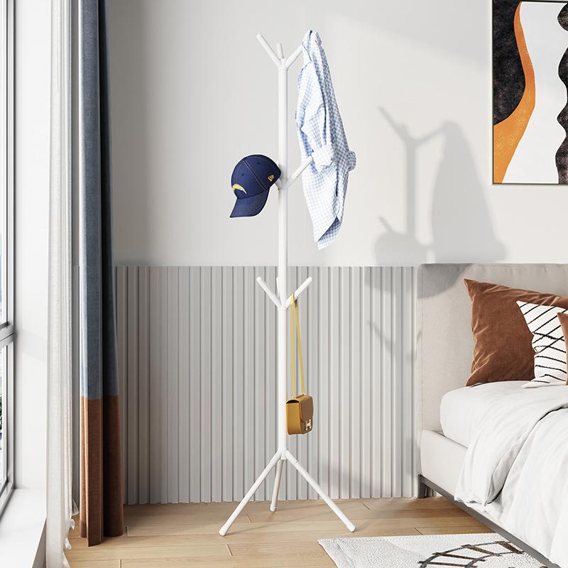 Clothes and Hats Rack Floor To Floor Bedroom Coat Hook Tree Hanger -Multi-hook Floor Vertical Coat Rack with Movable and Conve