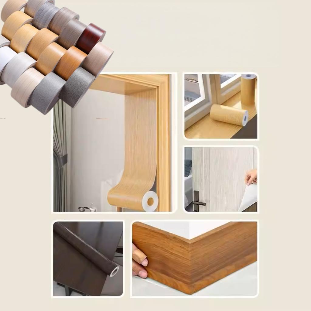 1pc Simulation Wood Grain Repair Glue Tape Roll ,Self-adhesive Wallpaper Contact Paper ,Door Furniture Table Decor, Furniture Fl
