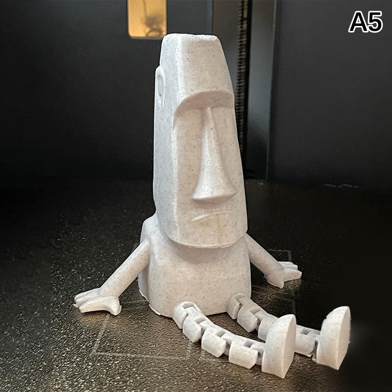3D Printed Statue Easter Island Ornament With Movable Joints Collectible Figurine Home Desk Decor Party Gift
