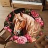 1 Stück Pferd Blumen Büro Runder Teppich, Unter Bürostühlen Schlafzimmer Wohnzimmer Heimdekoration, Teppich für Büro -1110119