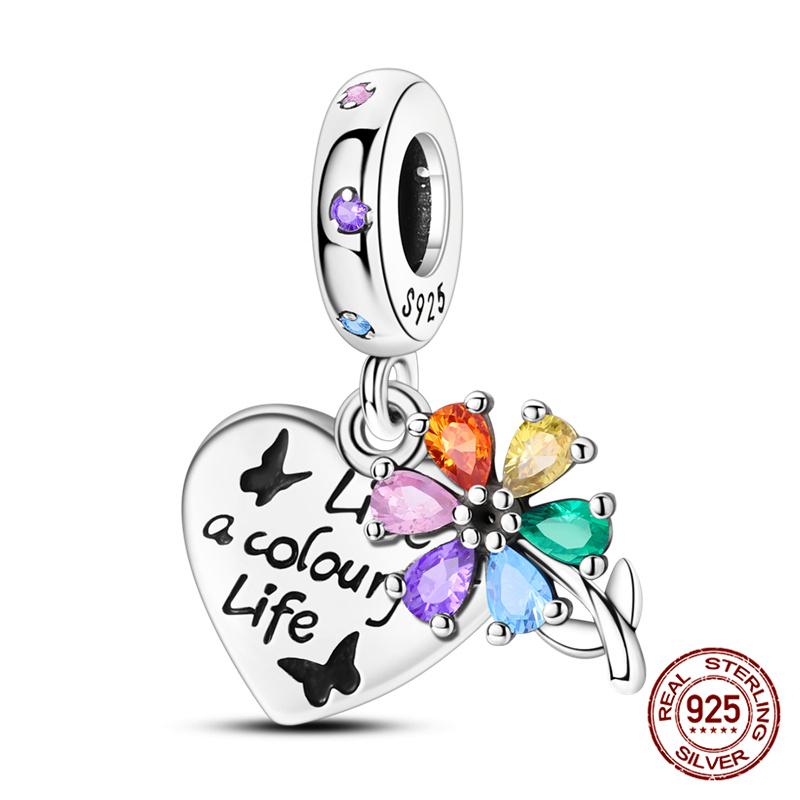 100% 925 Silver Heart Shaped Four Leaf Clover Ladybug Charms Fit Original 925 Women Bracelet DIY Jewelry Making Gift