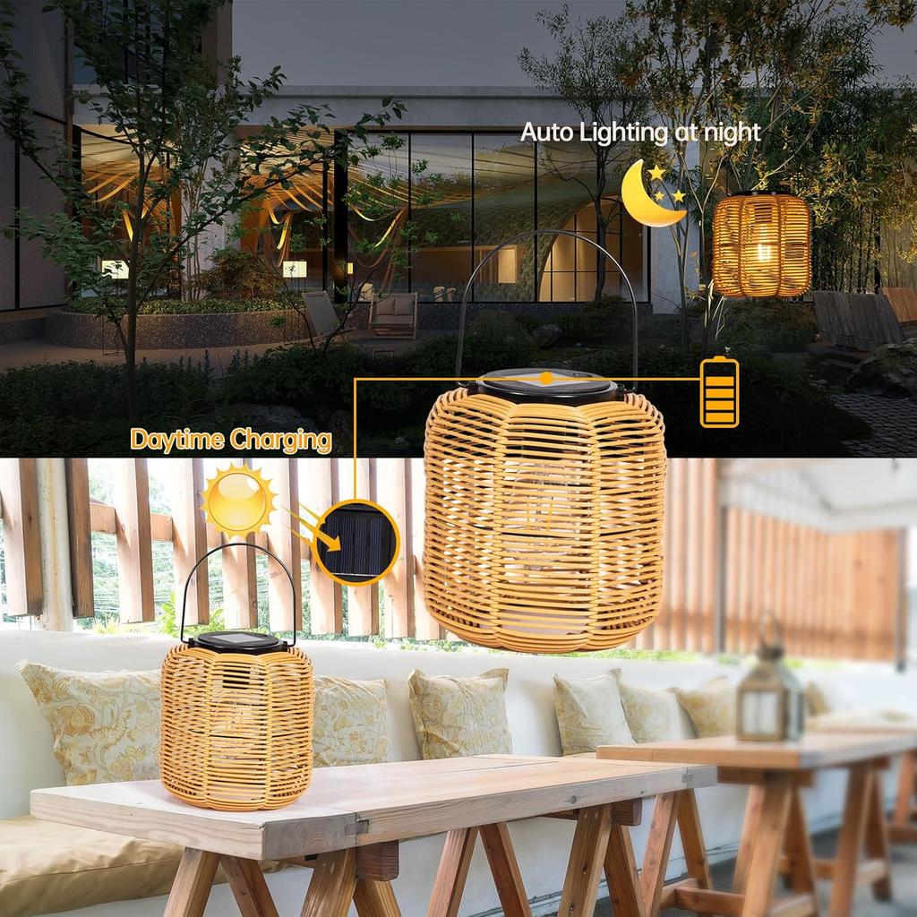 2PK Solar Lanterns Outdoor Waterproof Hanging Lights for Garden Patio