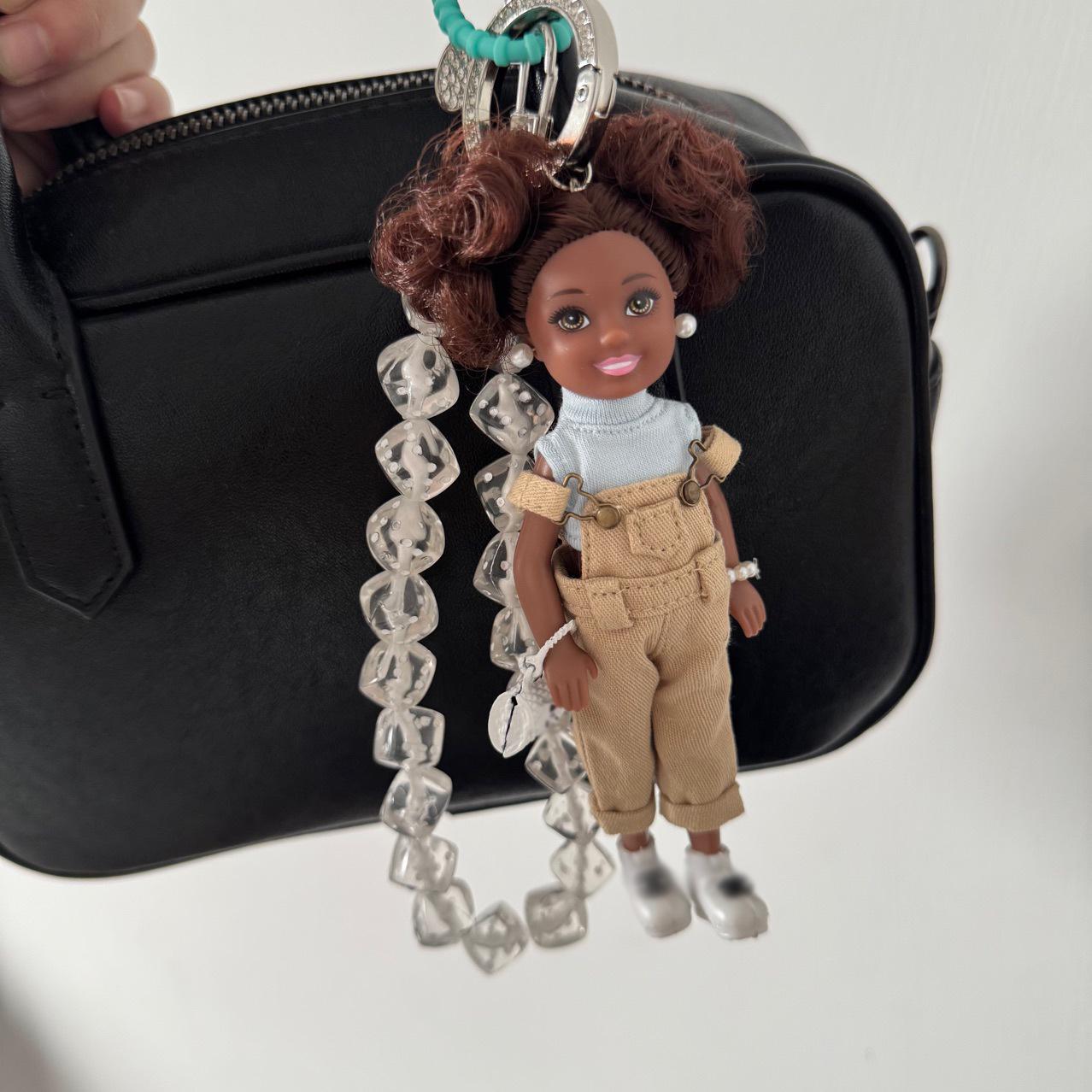 

Latest Sweet Spice Cowboy Strap Pants Girl Princess Doll Keychain Fashion African Black Skin Doll Bag Decoration Keychain Pendant Plaything