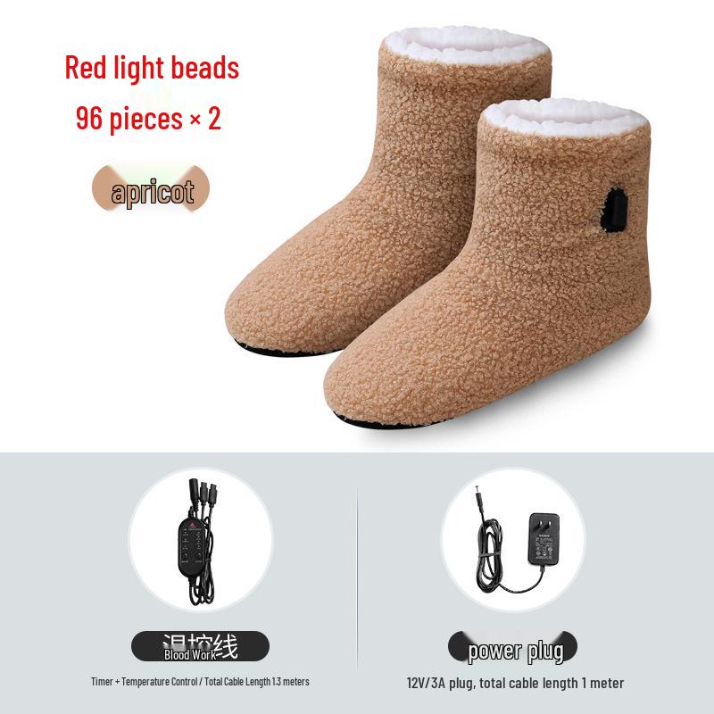 Red Light Therapy Heated Cotton Shoes: Winter Velvet, Thickened, Anti-Frost Foot Warmers.