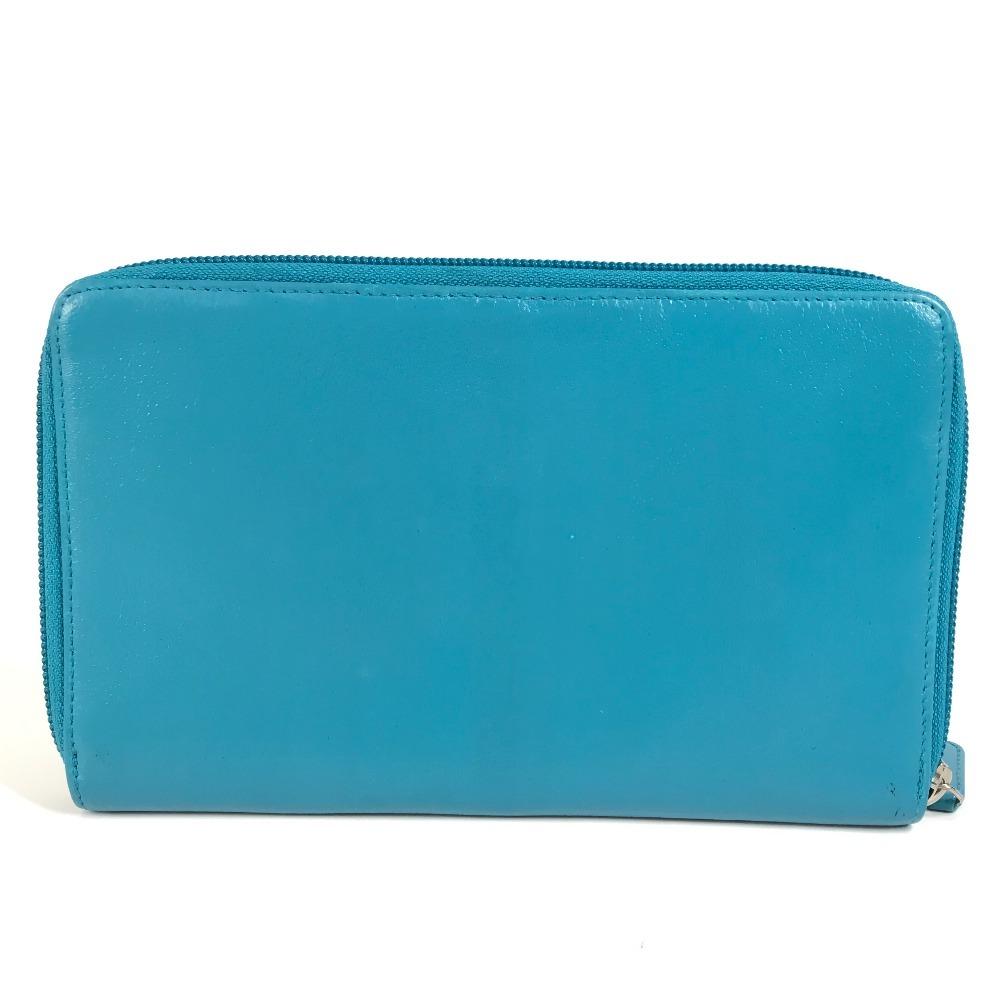 CHANEL Camellia CC CC Mark Zip Around Long Wallet Long Wallet Leather blue