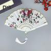Chinese Style Flower Folding Fan with Tassels Portable Summer Hand Held Cooling Fan Decoration Dance Performance Props Party Costume Accessories
