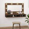 Vidaxl Cabinet With Mirror And LED Lighting, Brown Oak, 90X31.5X62 Cm