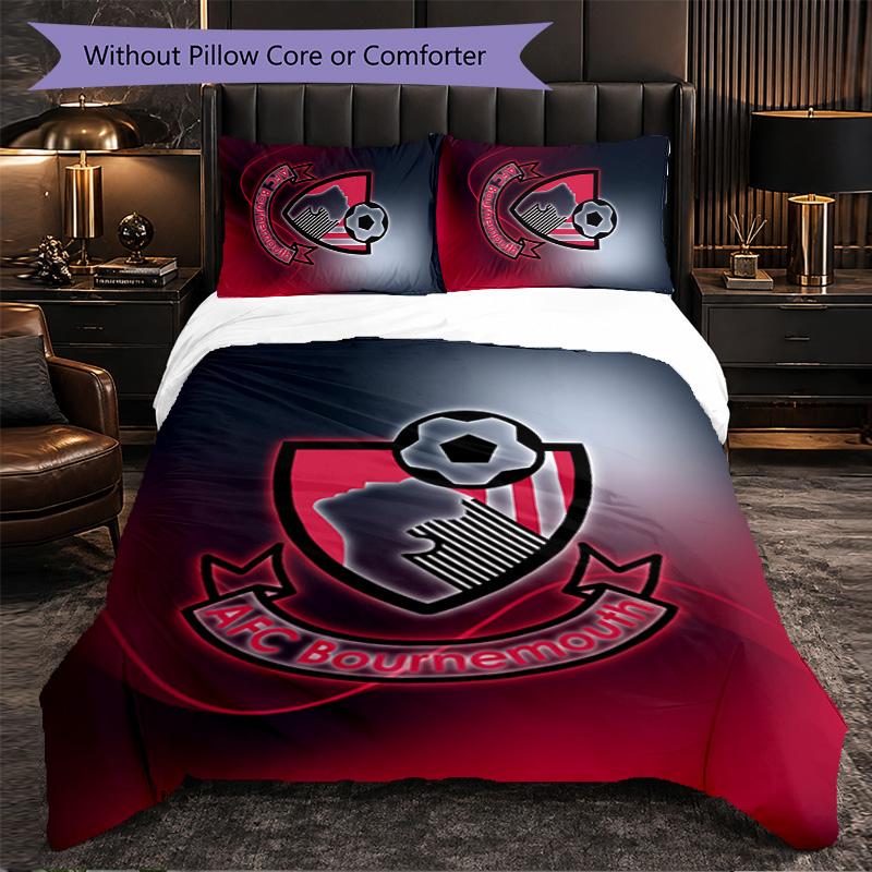 Set Biancheria da Letto Bournemouth Football 3 Pezzi Morbido Set Copripiumino con Federe Set Decorazione Camera da Letto per la Casa
