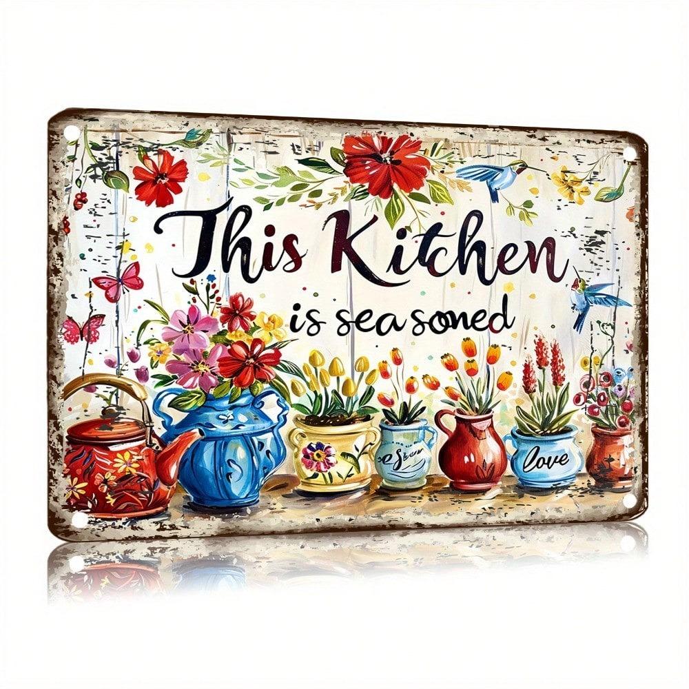 

Винтажная металлическая настенная табличка для кухни, деревенский цветочный декор, 12x8 дюймов, Любовь, Приправленный дом, Подвесное искусство 20x30cm（7.8x11.8inch）