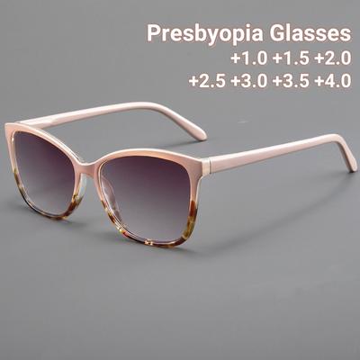 Trendy Gray Lens Presbyopia Eyeglasses Fashion Reading Sunglasses Large Frame Far-sighted Eyewear 0 To +4.0 for Men Women