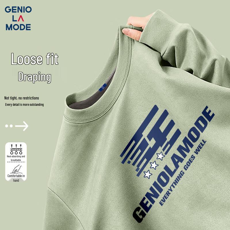 

GENIOLAMODE Men s Heavyweight Fleece Lined Suede-like Sweatshirt XL