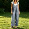 Damen Freizeit Ärmelloser Lockerer Jumpsuit mit Weiter Beinen und Taschen für den Alltag