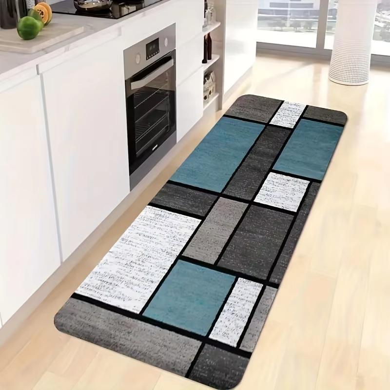 VIAMA Modern Geometric Kitchen Floor Mat, Corridor Laundry Room Long Rug Entrance Anti-Slip Door Mat Home Decoration