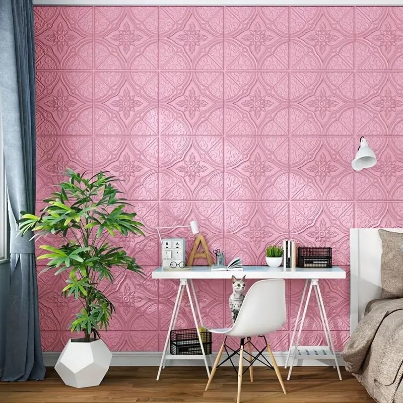 3D waterproof self-adhesive wall sticker 35*35cm three-dimensional ceiling roof kitchen decoration foam wallpaper