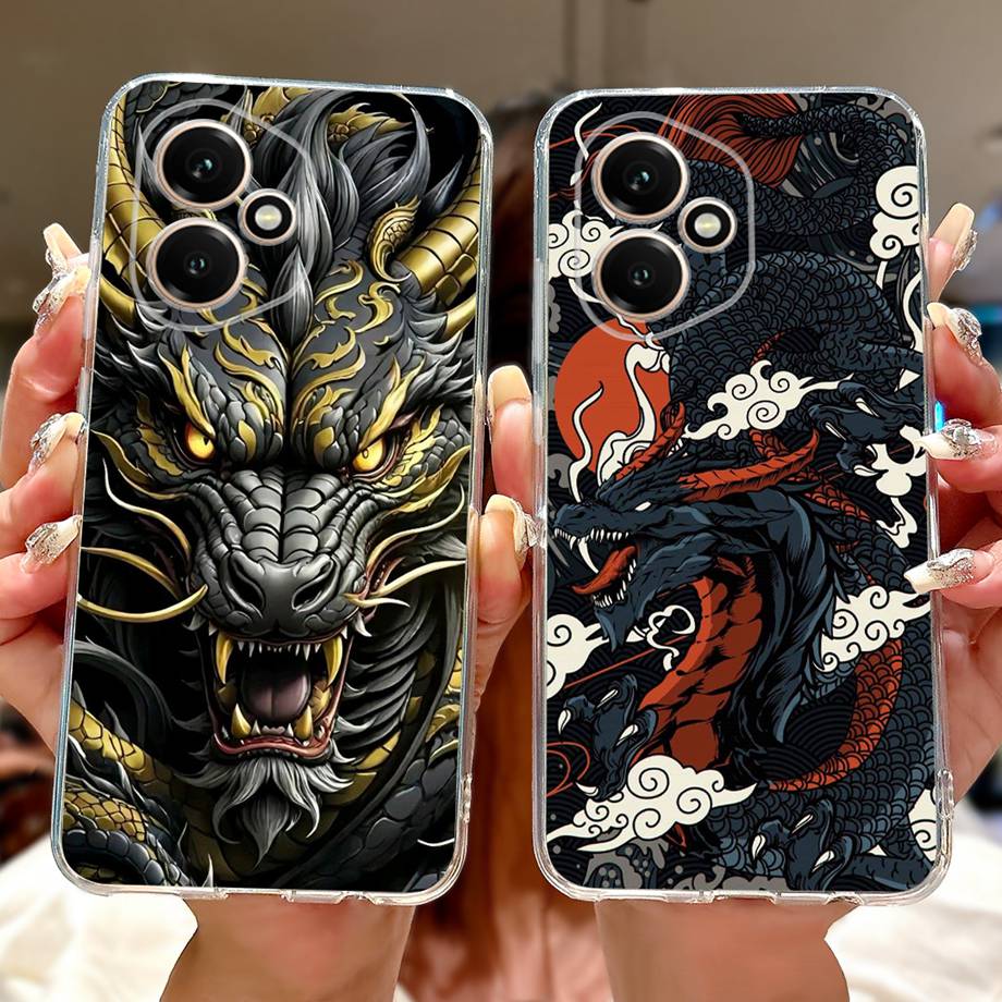 For Huawei Honor 400 400 Pro Case Dragon Love Heart Animals Pattern Back Cover Soft Silicone TPU Clear Bumper Camera Protection