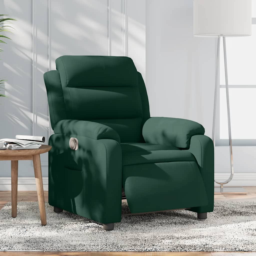 Electric Recliner Chair Dark Green Velvet