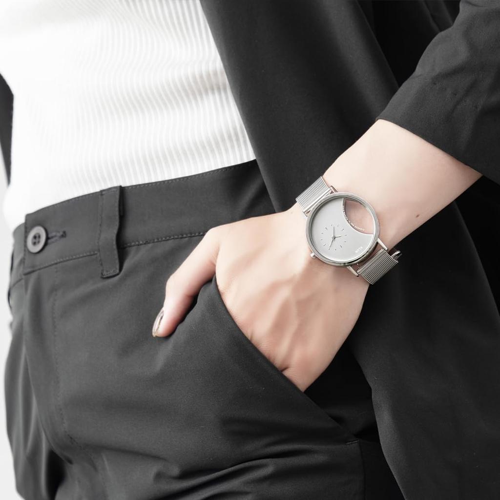 Klon Skeleton and Simple Replacement KLON CIRCLE WINDOW EAST 38mm Watch, Clear, Men's Women's, Strap, -SILVER MESH-