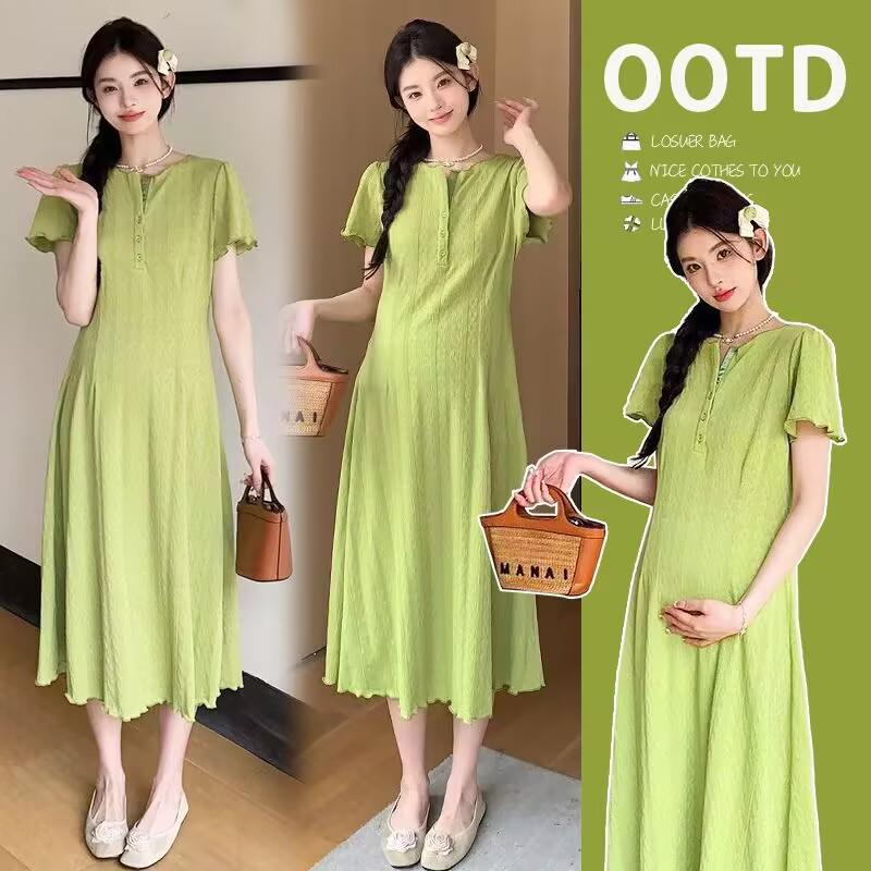 French Style Summer Maternity Dress with Flattering Design L