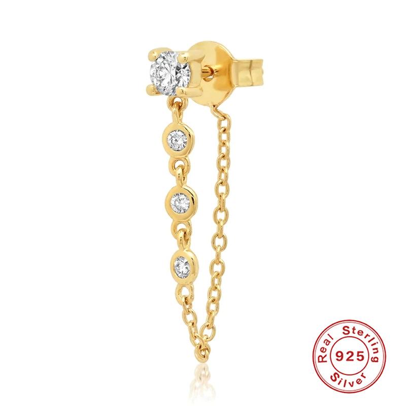 

Street Cool Girl S925 Sterling Silver Double Wear Stud Earrings Chain Tassel Thin Earrings 925 silver