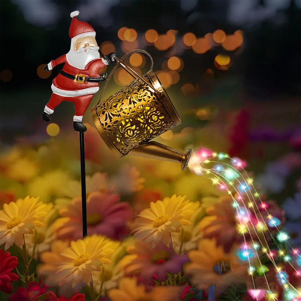 Solar Kettle Lights Outdoor LED Waterproof Vintage Lamp Christmas Watering Can Light Holiday Party Garden Pathway Walkway Decor