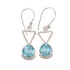 Sky Blue Topaz Gemstone 925 Sterling Silver Handmade Heart Shape Stone Earrings 1.62" Jewelry EE-93-6
