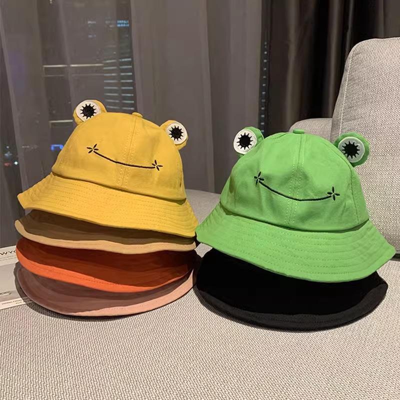 Summer versatile fashion basin hat student visor cute soft sister cartoon frog fisherman hat children