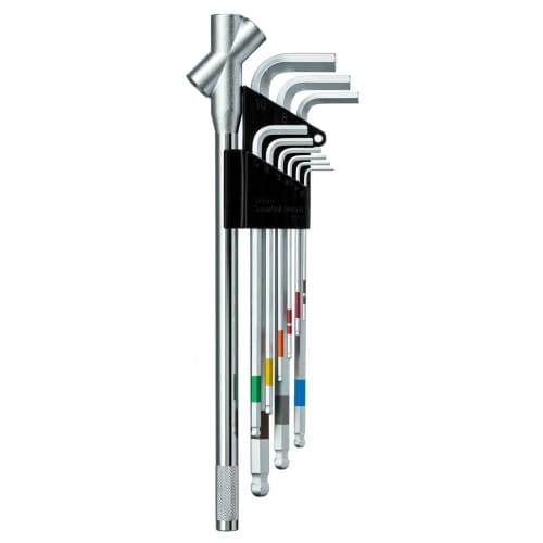 WISE Ball Point Hex Wrench Set of 9 (Long Handle), Made In Japan, for Final Tightening, SBL-1000