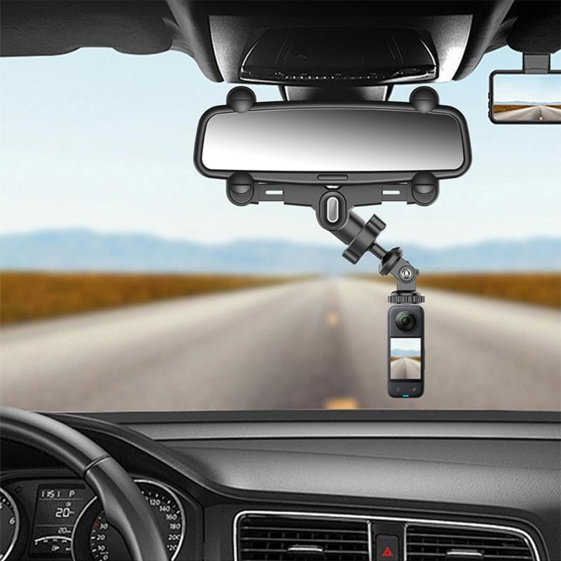 360 Adjustable Car Rearviews Mirror Camera Holder for Sports Action Cameras with AntiShake Mounting Bracket