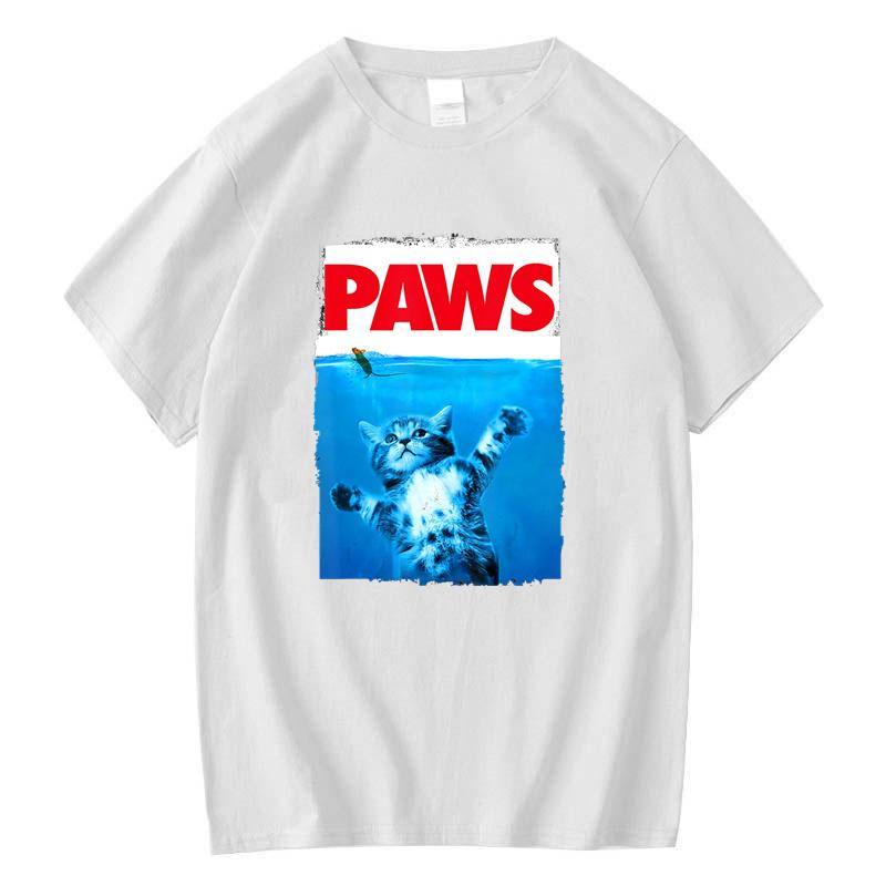 Vintage Paws Cat and Mouse Top Cute Funny Cat Lover Parody Short Sleeve Summer T Shirts Oversized Male Men's Washed Tee Shirt