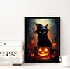 Round Diamond 5D DIY Diamond Painted Rose "Halloween with Cats" Embroidery Cross Stitch Mosaic Decoration Gift
