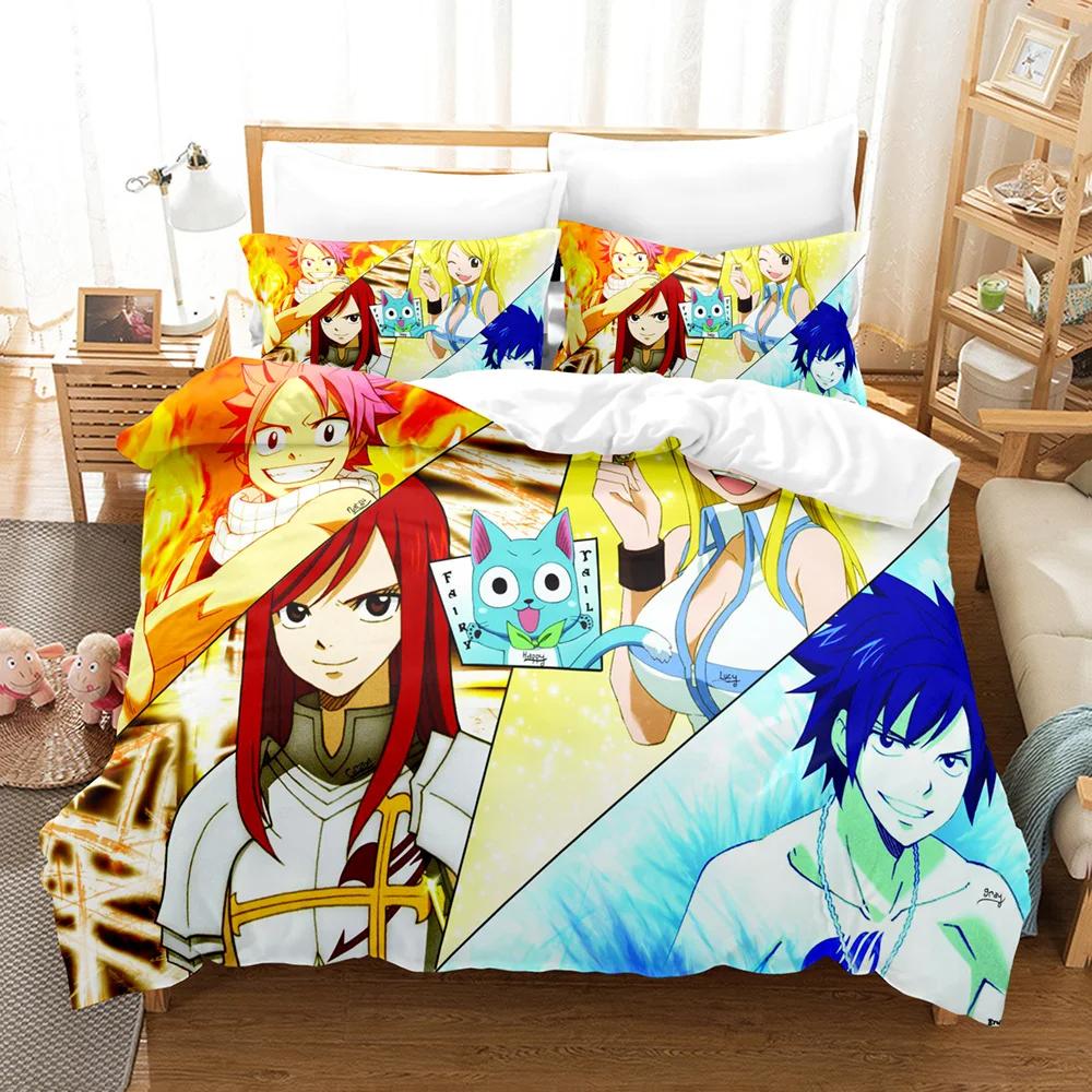 Fashion 3D Printing Anime Fairy Tail Bedding Set Boys Girls Twin Queen Size Duvet Cover Pillowcase Bed Kids Adult Home Textile