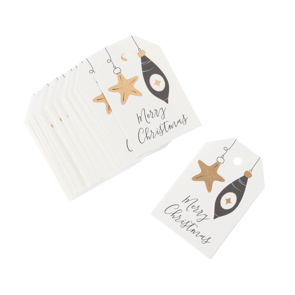 50PCS Party Cards Xmas Decoration Kraft Paper Hang Tags Gift Wrapping Christmas Labels Kraft Tag