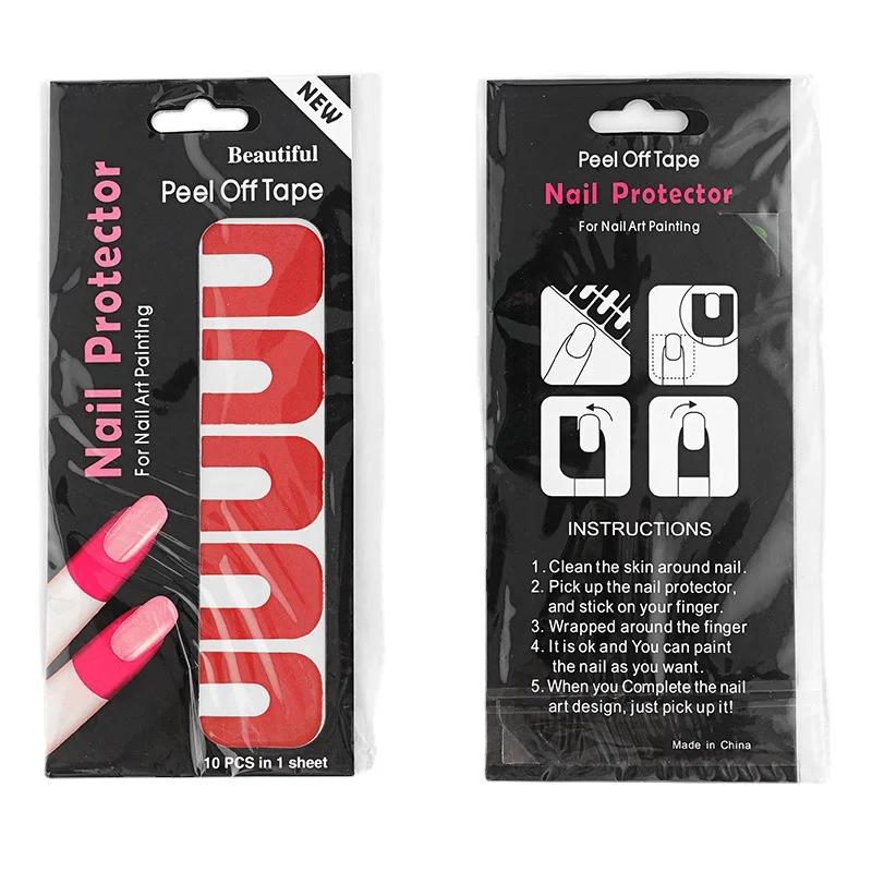 10pcs/Sheet New U-shaped Practical Nail Art Polish Spilling Nail Protection Sticker Anti-overflow Finger Cover Skin Care Tool