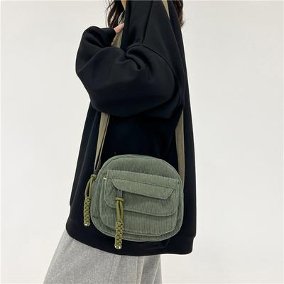 Corduroy 2025 Spring New Fashion Solid Color Cloth Bag Campus Style Girls Shoulder Crossbody Small Bag Tide