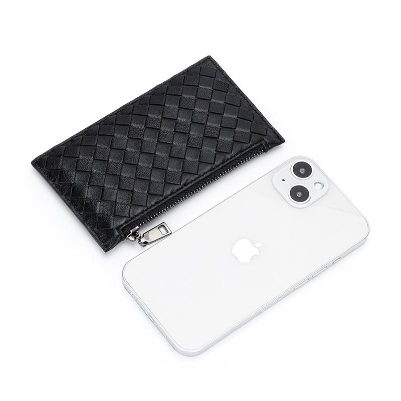 Reine Lammfell Handgewebte Münzbörse Clutch Tasche Leder Lose Geld Geldbörse Karten
