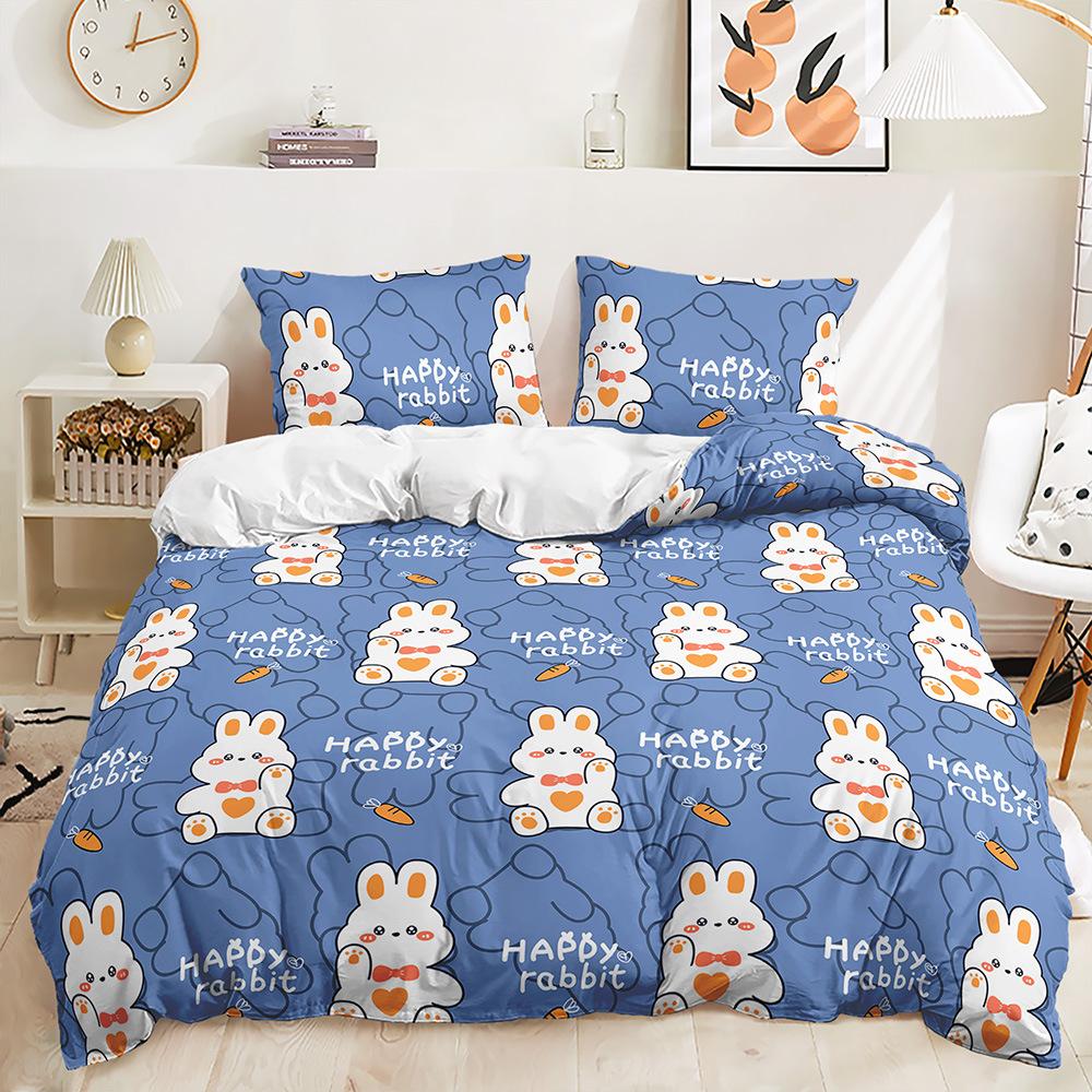 Bed Three-Piece Quilt Cover Small Fresh Stacked Animal Kit Bedding